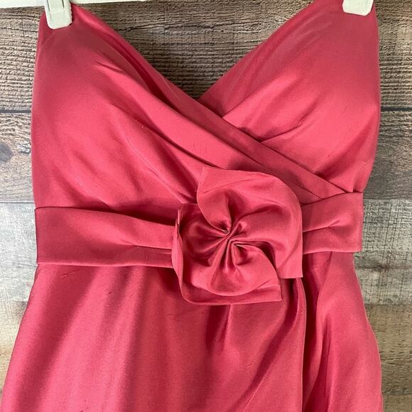 Jenny Yoo Collection Silk Mini Strapless Dress Coral Pink Size 2 - Picture 2 of 11